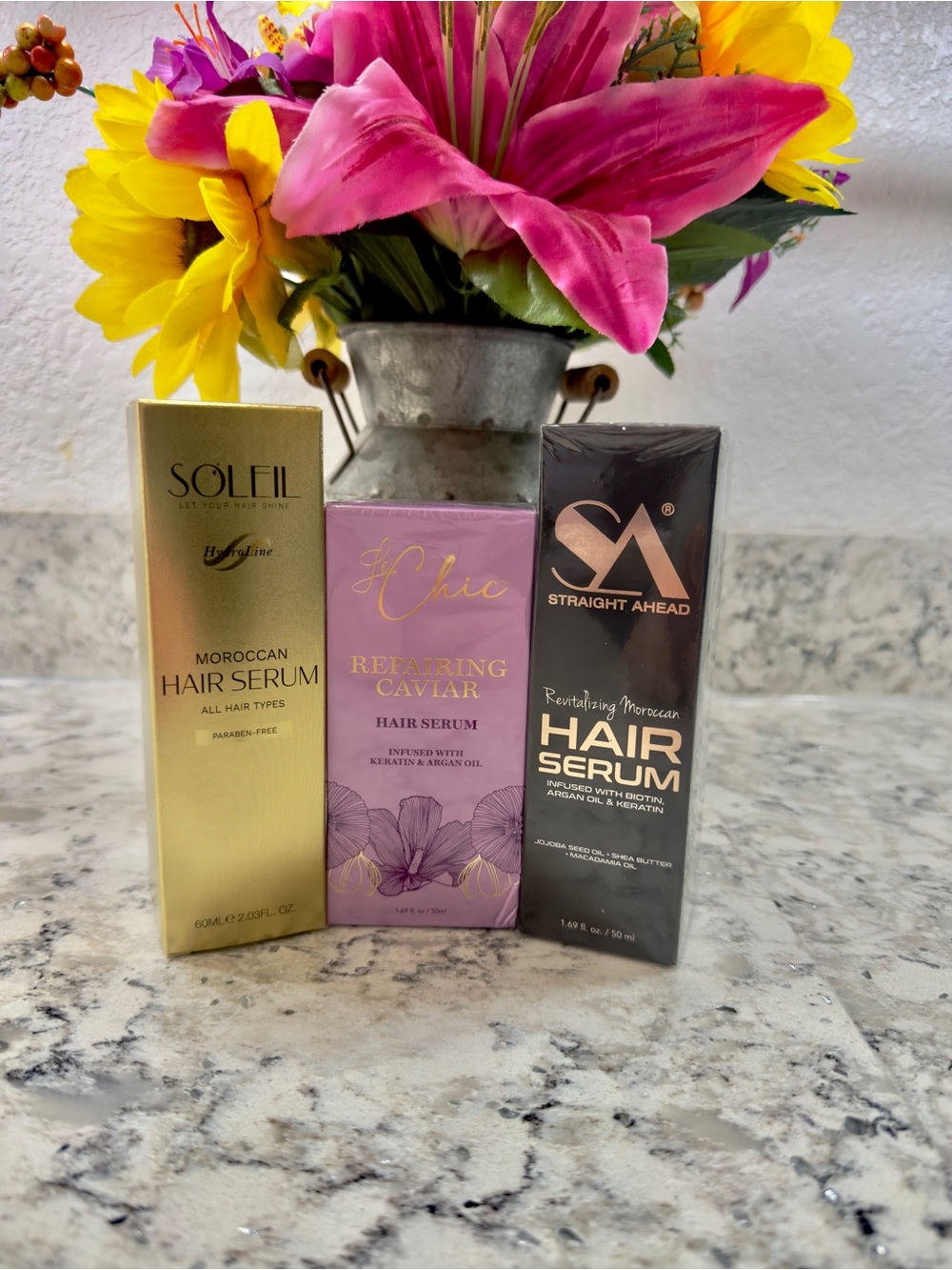 Soleil, Le Chic, SA Hair Serums, All 3 for hair Revitalization & Repair.